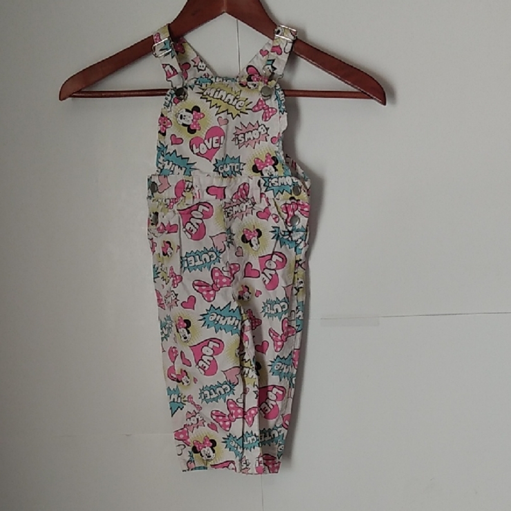 Vtg 90s Minnie Mouse Cotton Coveralls White Carpenter 18m Disney